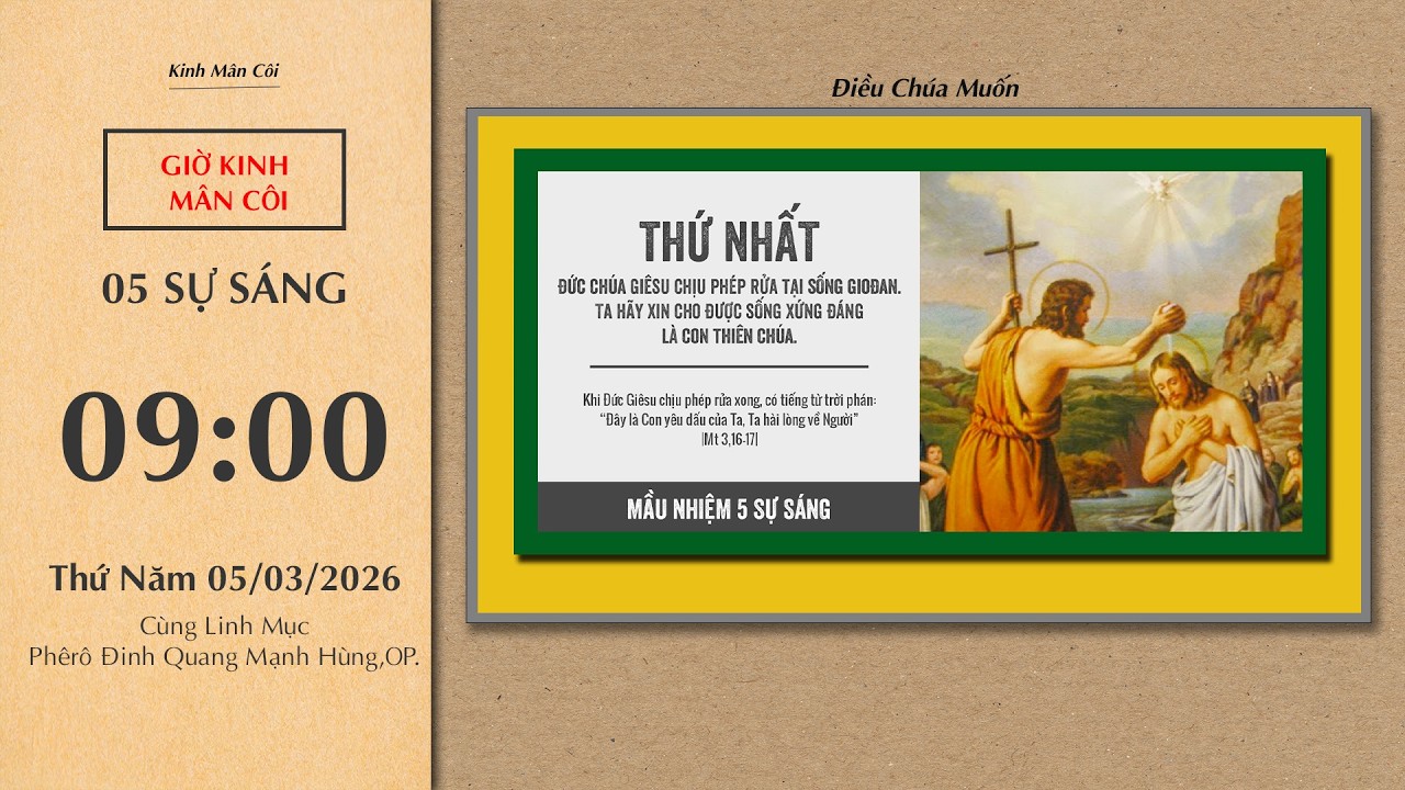 🔴Kinh Mân Côi | 05/03/2026 | 5 Sự Sáng - Sáng Thứ Năm Tuần II Mùa Chay.