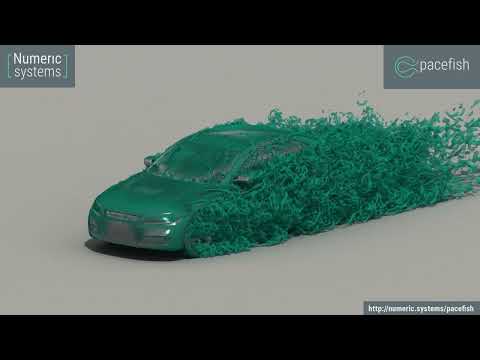 Pacefish CFD runs AutoCFD4 setup at ~670 million cells for 4.7 real-time seconds.