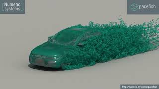 Pacefish CFD runs AutoCFD4 setup at ~670 million cells for 4.7 real-time seconds.