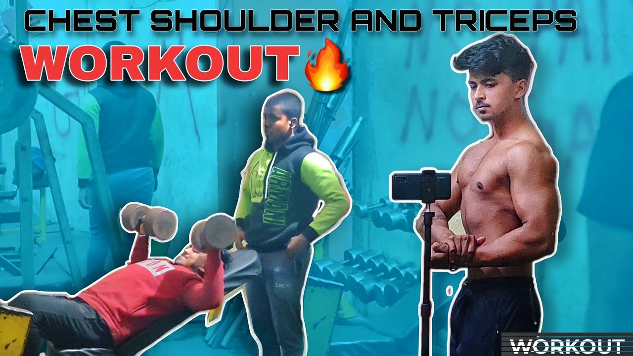 CHEST SHOULDER AND TRICEPS WORKOUT🥵// WITH  FRIEND 🔥