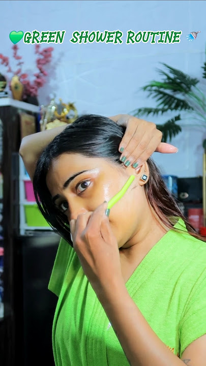 💚Green color shower Routine🚿💚 #shorts #youtube #ytshorts #youtubeshorts #trending #trend #viral #yt