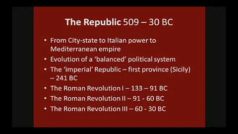 The Roman Republic (1/2)  Prof. David Kennedy