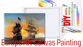 Sailing Boat Europe Art Canvas Painting | DIY Painting By Numbers Oil Painting screenshot 5