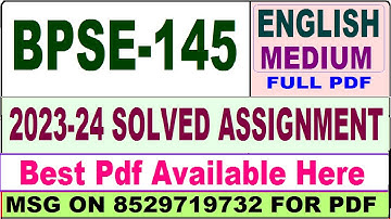 bpse 145 solved assignment 2023-24 || bpse 145 solved assignment 2024 in English || bpse 145 english