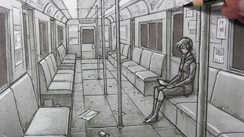 Drawing Time Lapse: Subway Car Interior