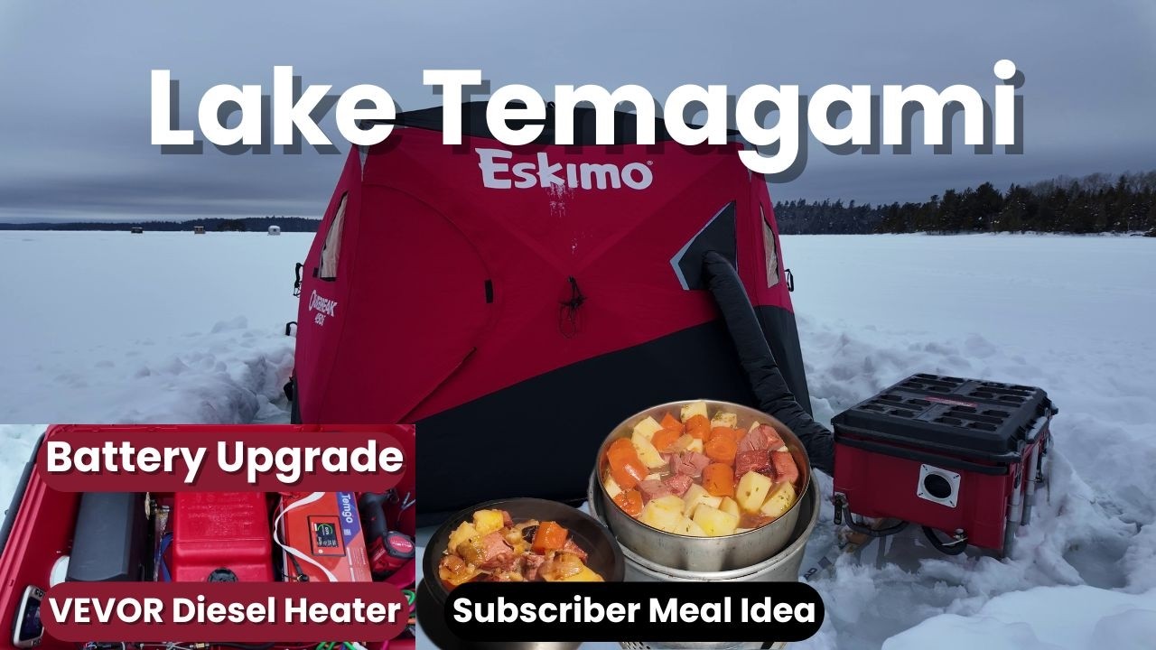 Temgo Lithium Battery Install - Ice Camping on Lake Temagami & We Get Flooded Out!
