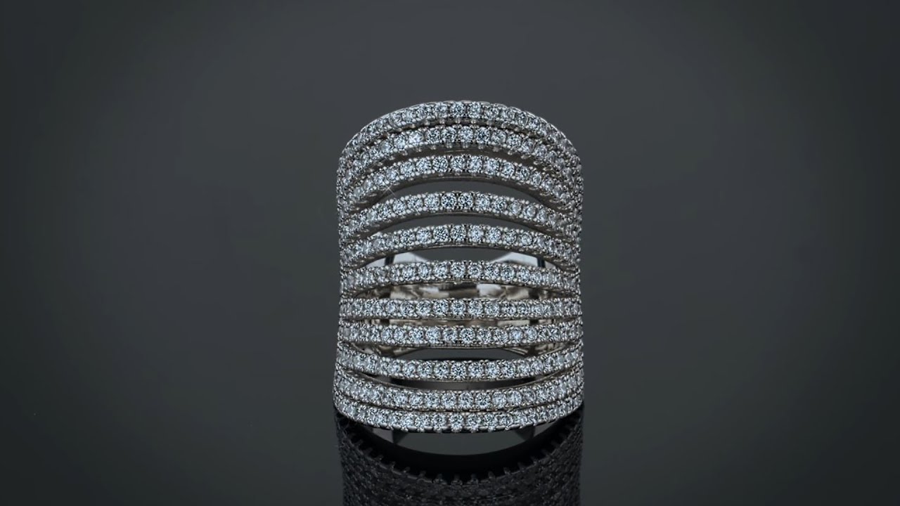 Boho Fashion Pave CZ Full Finger Armor Multi Band Ring Sterling Silver