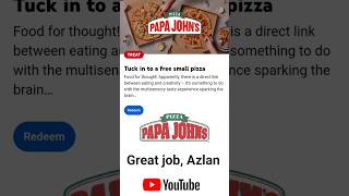 PAPA JOHNS Pizza is FREE now | How YouTube Gifts & Treats | Enjoy #youtubehighfive