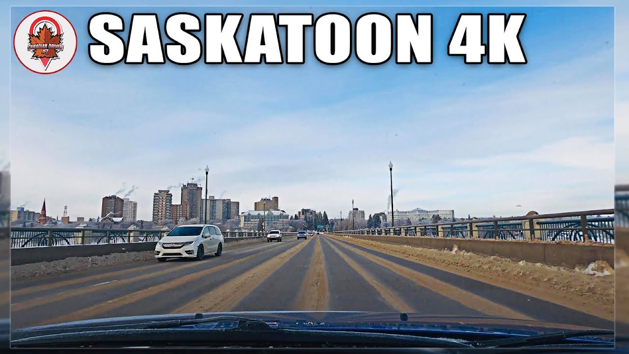 Saskatoon 4k - Driving Tour of Downtown - Nutana - Spadina