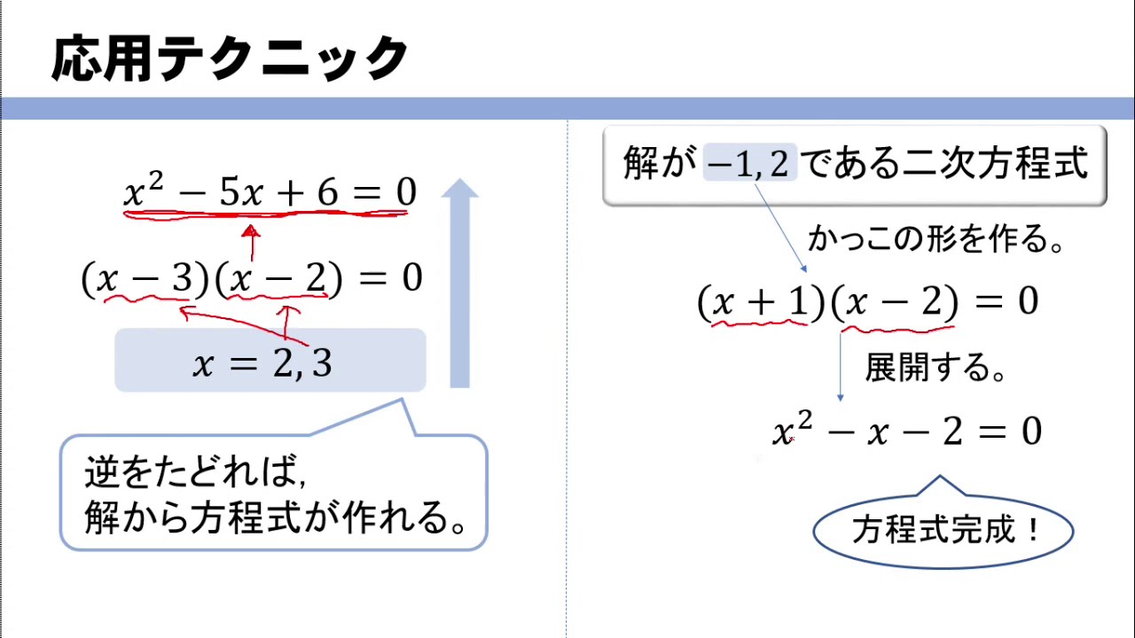 【二次方程式】解がわかっている問題の解き方をイチから！ YouTube