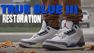 Jordan 3 True Blue FULL Restoration (Midsole Repaint and Cleaning)