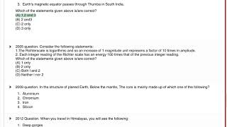 Geomorphology Prelims PYQs 1979-2024