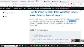 How to insert Records from Webform in SQL Server Table in Asp net project