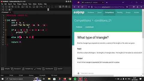 " What type of triangle ?" in C programming language. #Eolymp problem 905.