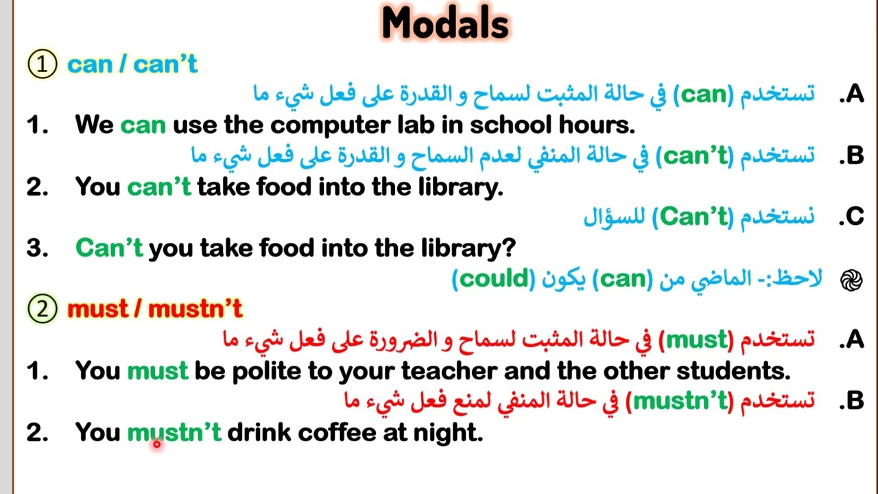 موضوع المودلز خامس اعدادي