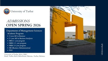 🎓 Admissions Open – Spring 2026 | Department of Management Sciences | University of Turbat