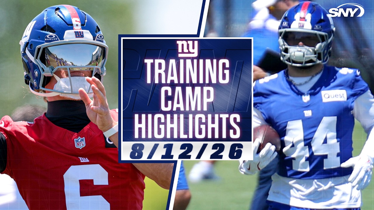 Cam Skattebo, Jaxson Dart get reps in together at Giants training camp