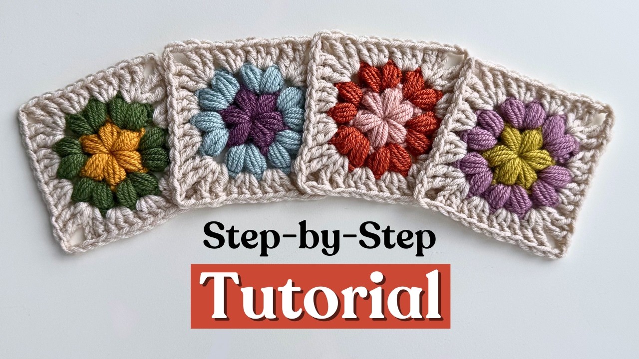 How to Crochet a Puff Flower Granny Square