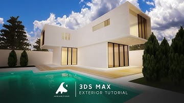 3D Max Modern Exterior Light Modeling Tutorial Vray Render Real Water + Photoshop