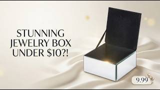 Livmore Square Glass Jewelry Box with Crystal Feather Lid