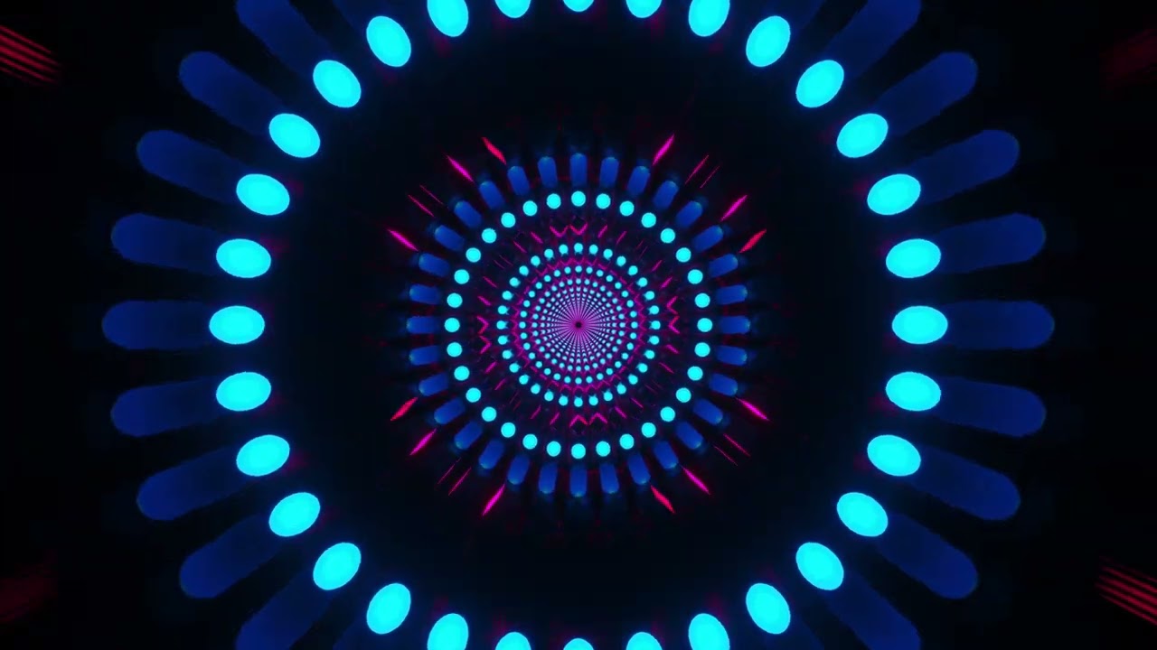 Design On Black Background With Pink And Blue Lights Looped Animation 4K