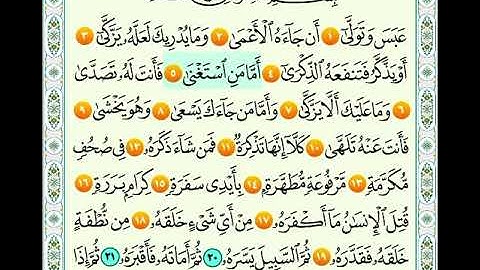 سورة عبس من اية 1 الى اية 19 مكرره للاطفال