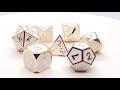 Elven Forged - White w/ Gold - Old School 7 Piece DnD RPG Metal Dice Set