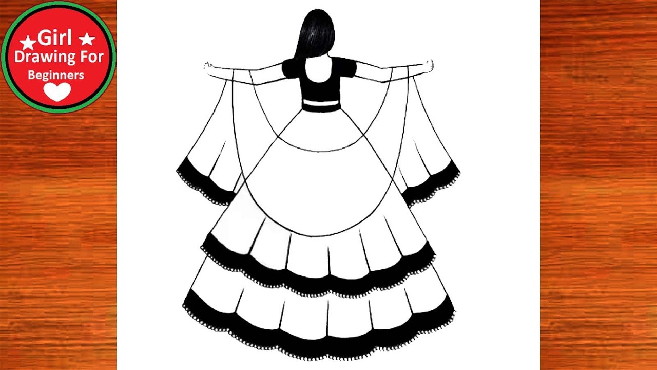 Girl Drawing For Beginners || How To Draw Girl In Dress Easy and Simple !!