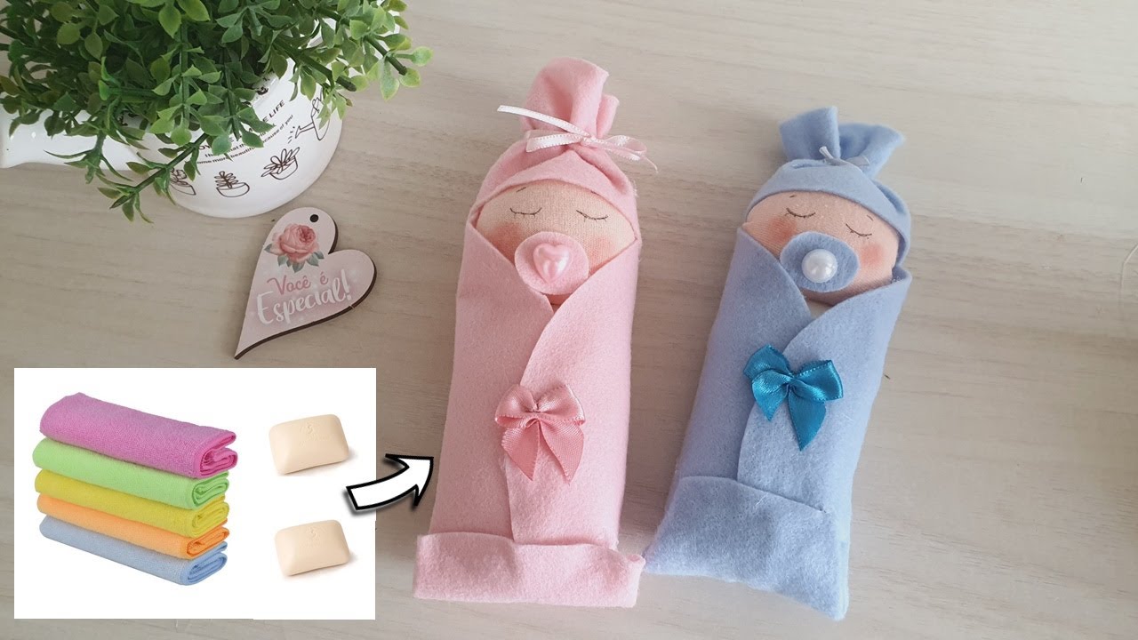 DIY IDEIA Incrivel BEBE sabonete perfumado  em fuxico -ароматное детское саше на память о рождении