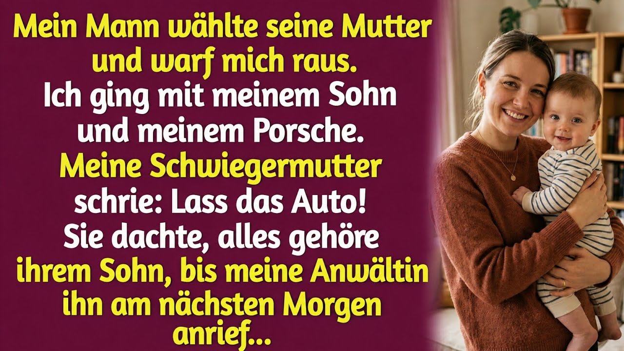 Sie schrie mir hinterher, ich hätte kein Recht, den Porsche zu fahren – mein eigener Porsche, vor unserem eigenen Haus. Sie war überzeugt, alles gehöre ihrem Sohn. Nur zwanzig Minuten zuvor hatten...