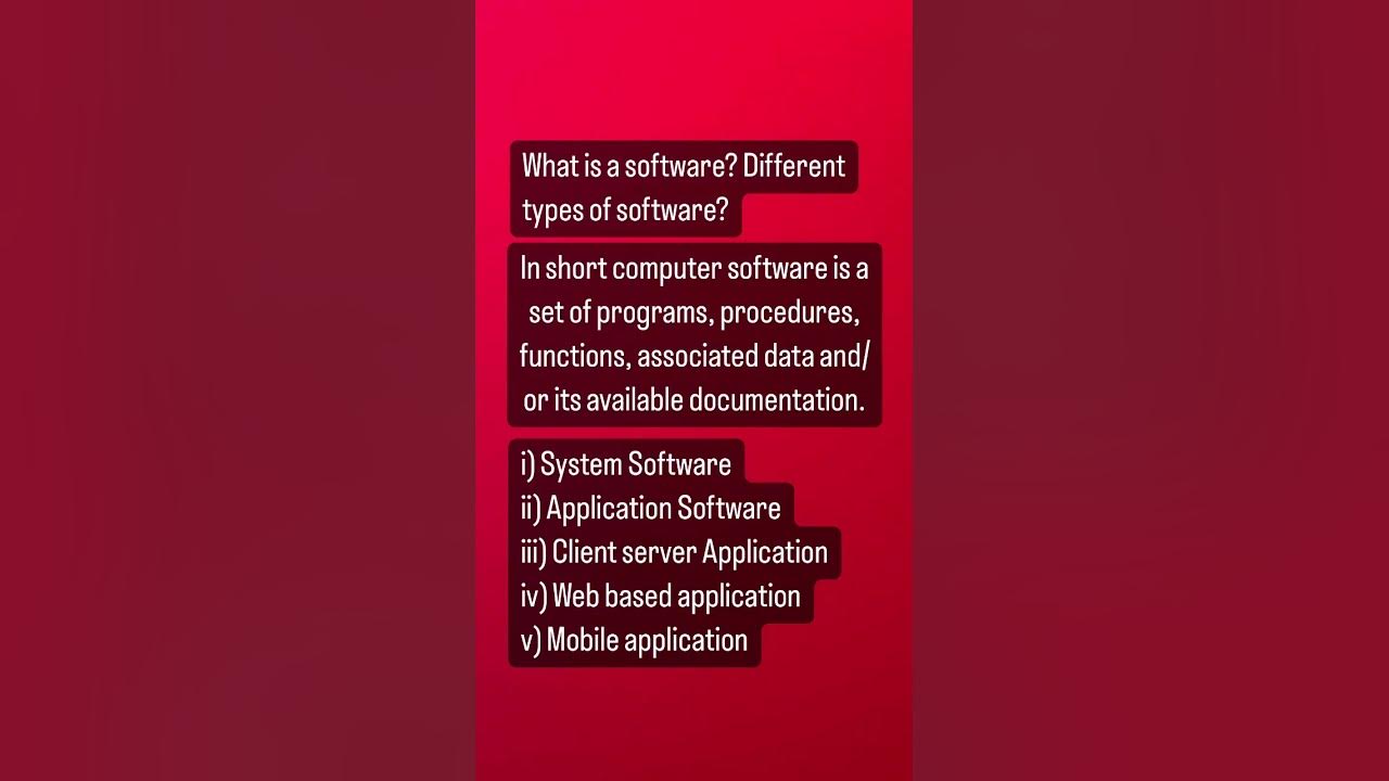 what is software? explain different types of software? YouTube
