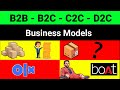 What is the difference between b2b b2c c2c d2c in hindi || Business models explained #business