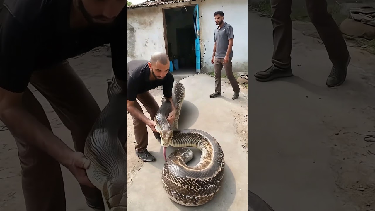 Encountered a giant python in the yard 