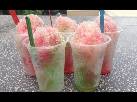 Shaved Ice with Colorful Syrup in Cambodia