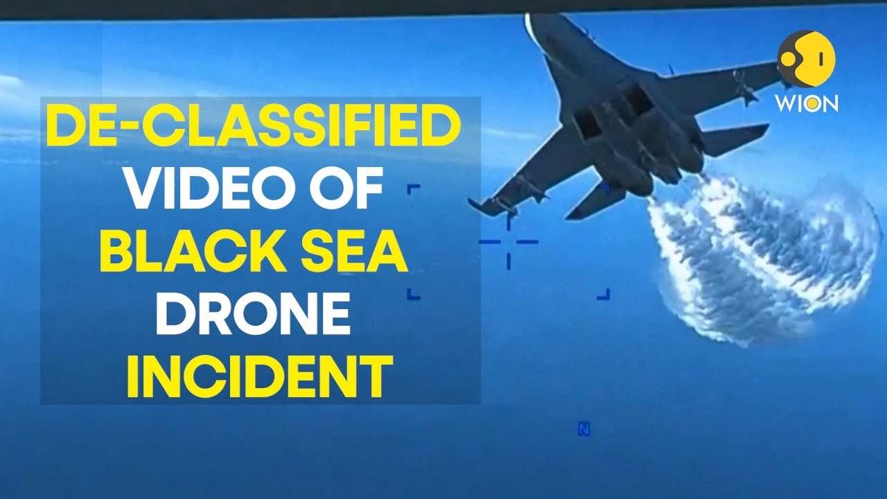 Black Sea drone incident US military releases video of Russian jet