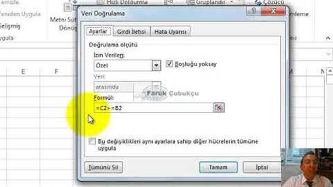 Excel Veri Doğrulama / Data Validation - Yandaki Sütuna Göre Veri Girişi