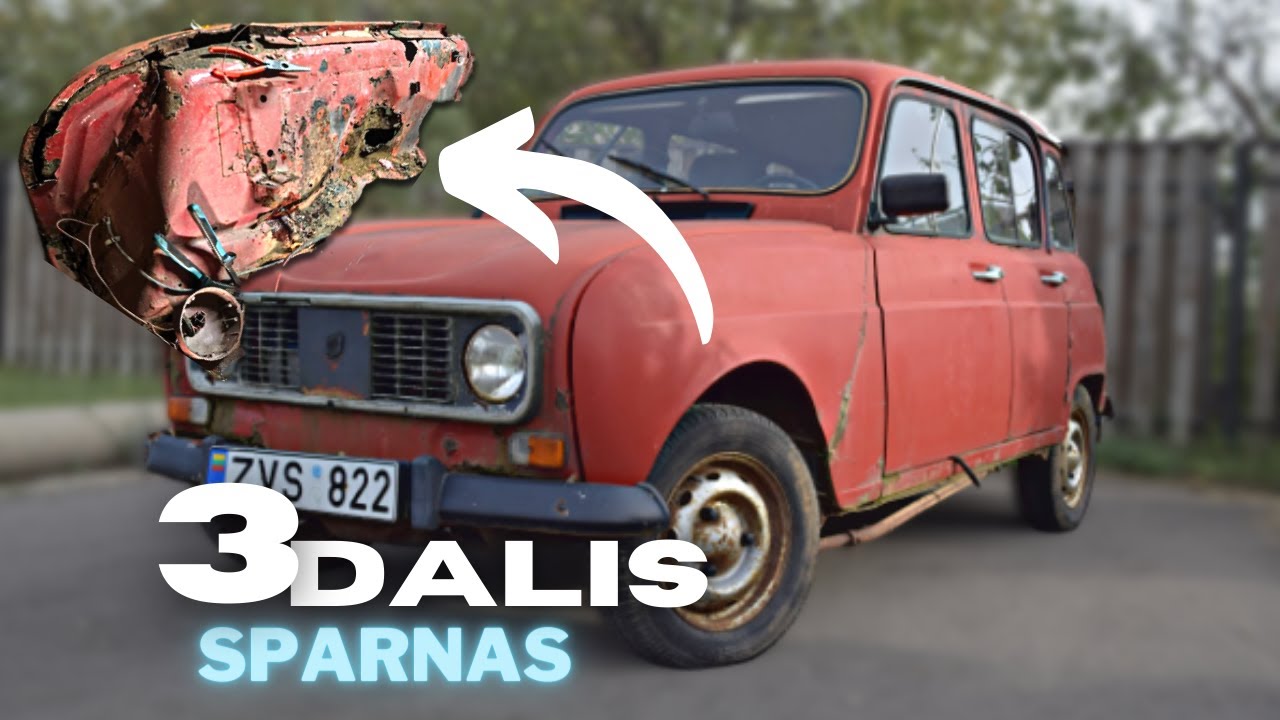 Labai surūdijusio sparno remontas. Trečioji Renault 4 virinimo dalis.