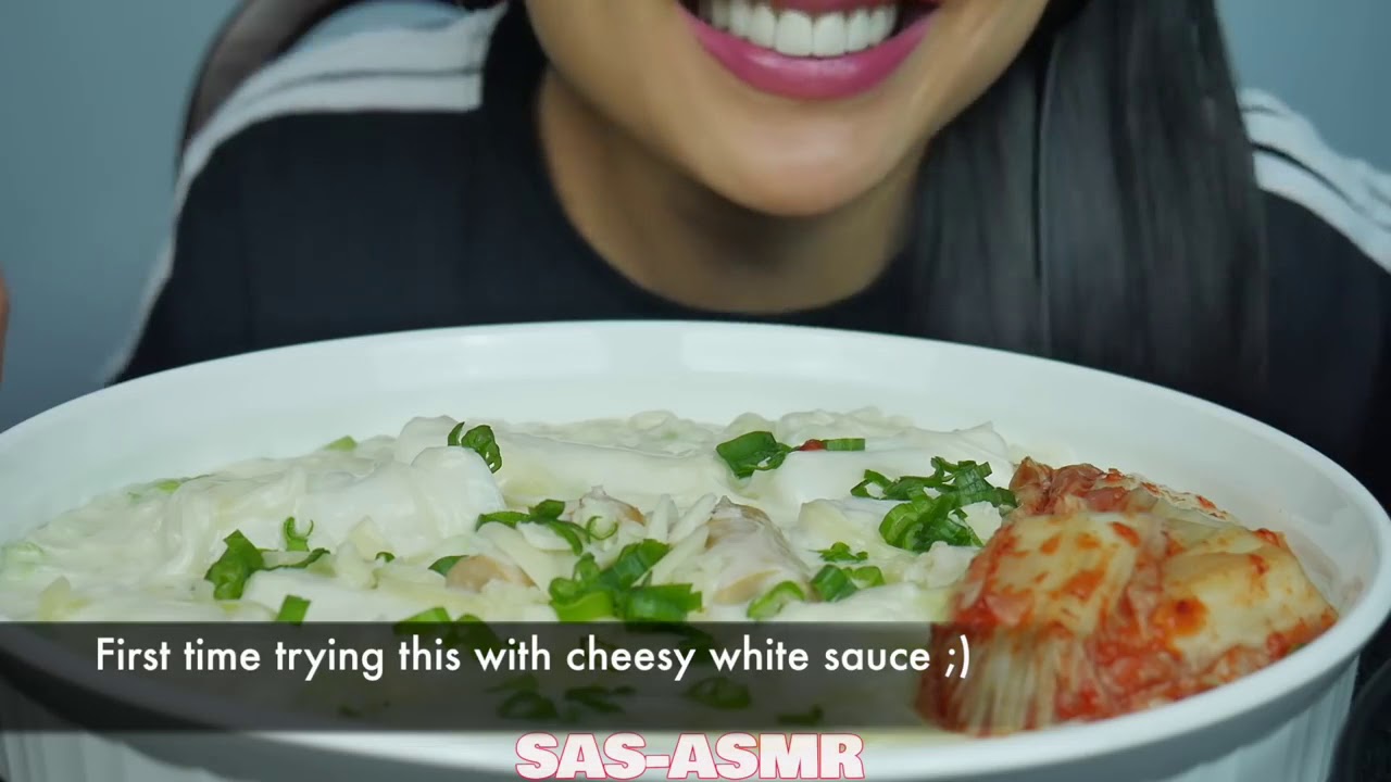 ASMR CREAMY WHITE CHEESE GIANT RICE CAKE YouTube
