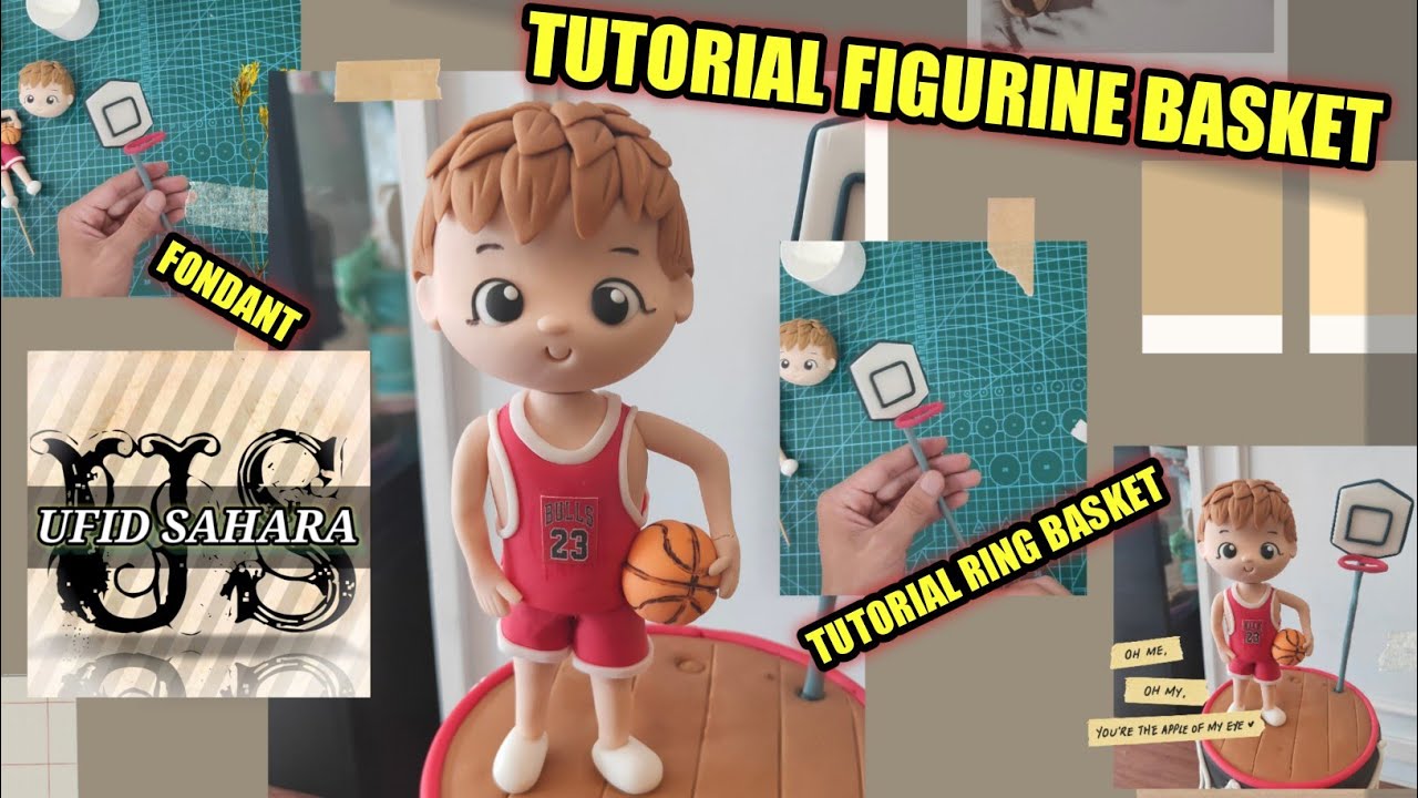 TUTORIAL FONDANT PEMAIN BASKET || basketball cake