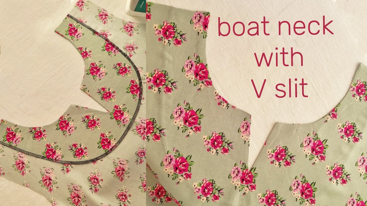 boat neck with V slit/ cutting and stitching - YouTube