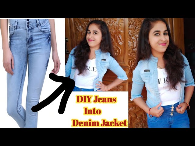 DIY: Convert/ Reuse/ Recycle Men's Old Jeans into Girl's Jacket