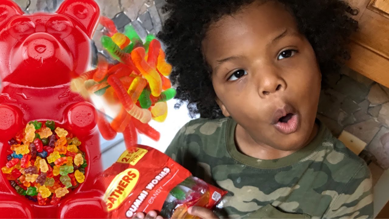 Adorable Kid Learns Numbers and Colors While Eating Gummy Worms
