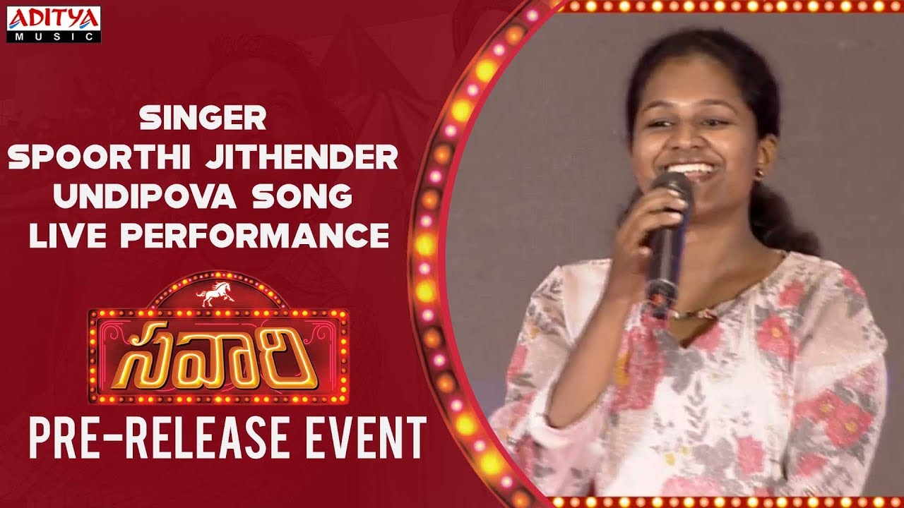 Singer Spoorthi Jithender  Undipova Song Live Performance  Savaari Pre Release Event