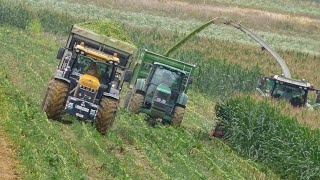 Wet corn silage in the hill [ Claas Jaguar 860, JCB, Tatra and 3x Case IH & John Deere ] 2018