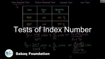 Tests of Index Number, Statistics Lecture | Sabaq.pk