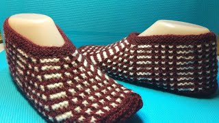 картинка: #561 УДОБНЫЕ ТАПОЧКИ СПИЦАМИ С БЕСШОВНОЙ ПОДОШВОЙ. МАСТЕР КЛАСС.