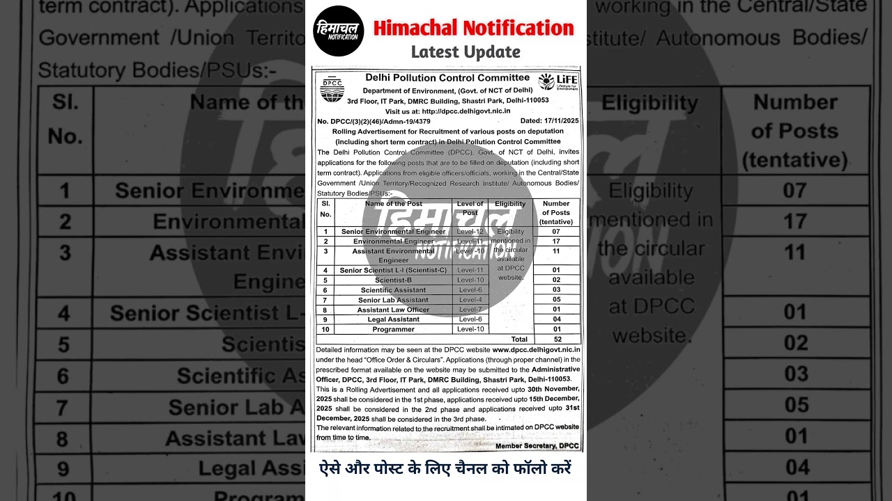 Recruitment at Delhi Pollution Control Board 