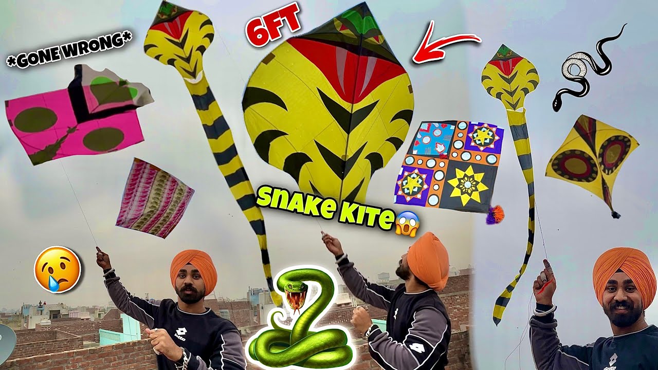 6ft 🐍SNAKE KITE Flying with 70ft Tail!??🤔😍 *People Reaction* 😱GONE