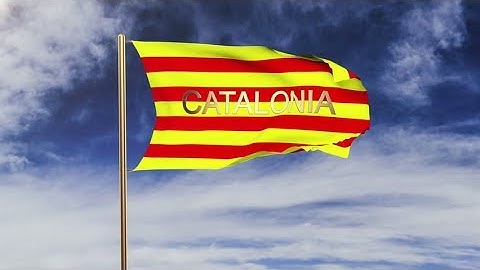 4K Catalonia flag with title waving in the wind. Looping sun rises style. Animation loop Stock video