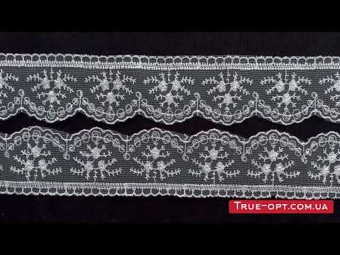 Мереживо 6см, 9 метрів моток, колір сірий, видео 1